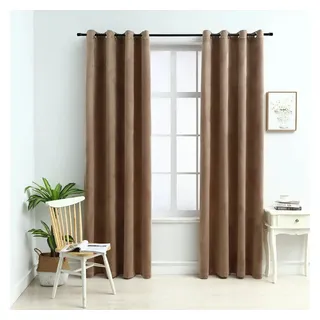 vidaXL Verdunkelungsvorhang Ösen 140 x 175 cm samt beige 2 St.