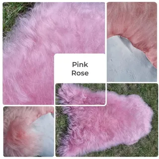 Provellus Fellteppich Premium Island Lammfell Schaffell Bunt Gefärbt Weich Fell Teppich, 30x30cm eckig rosa 30x30cm eckig