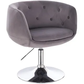 Svita Cocktailsessel Grau Samt-Optik Tellerfuß Barstuhl