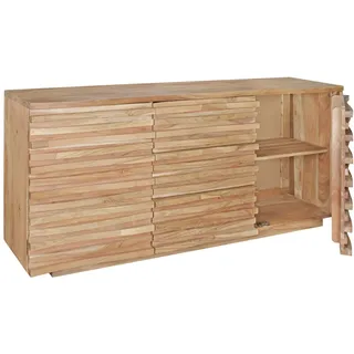 KADIMA DESIGN Sideboard Akazien-Massivholz, Natur-Baumkante, Landhaus-Stil, 160x75x43 cm