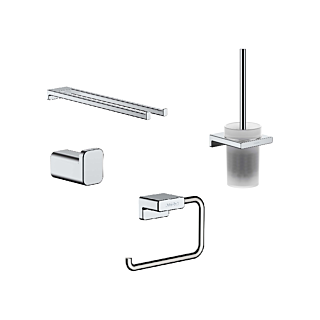 hansgrohe AddStoris Bad Accessoires Set chrom, Handtuchhalter, Haken, Bürstengarnitur, Papierhalter