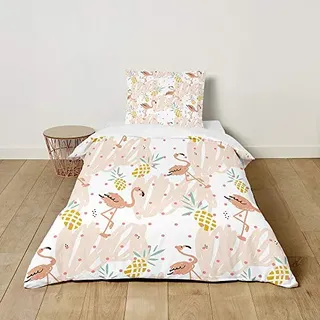 Morbuy Bettwäsche-Set für Kinder Mädchen Jungen, 3D Flamingo Drucken Mikrofaser Kinderbettwäsche Babybettwäsche Bettwäsche Set mit Kissenbezüge und Bettbezug (100x135cm+40x60cm,Ananas)
