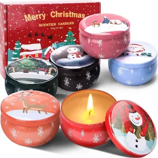 Duftkerzen Geschenkset Weihnachten 6er Pack Sojawachs Aromatherapie für Frauen