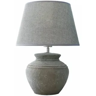 Mirabeau Tischleuchte Tischlampe Cleveland grau, Steinoptik, Kunstvoll gearbeiteter Keramikfuß grau