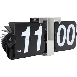 Flip Uhr Retro Minimalistisches Tischuhr Batteriebetrieben Klappuhr große Zahlen Kreative Flip Clock 12 H Kleine Schreibtischuhr für Zuhause Büro Dekoration (Black)