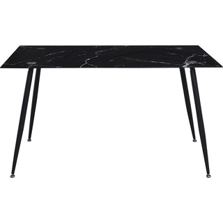 Glastisch HOMEXPERTS "Romeo" Tische Gr. B/H/T: 140 cm x 75 cm x 80 cm, schwarz (schwarz, schwarz, weiß) Marmor Tisch Breite 140 cm, in Marmor-Optik