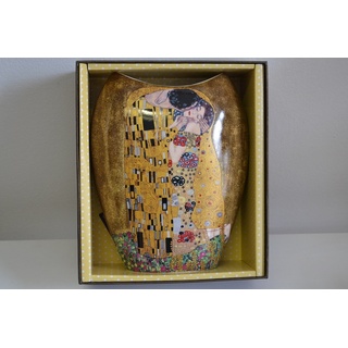Atelier Harmony Gustav Klimt Vase Motiv Der Kuss Porzellan LE BAISIER Schwarz (Beige/Gold)