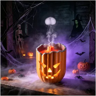 Kürbis Aroma Diffuser, 300ml Diffusor für ätherische Öle, 2 Spray Muster Ultraschall-Luftbefeuchter mit 7 LED-Farben & 3 Timing-Funktion, Geeignet für Halloween 、Kinder (Muss eingesteckt werden)