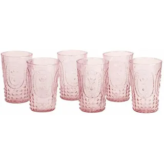 Mirabeau Glas Glas 6er Set Fleury rosa, Glas rosa