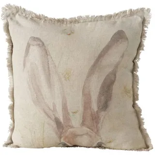 BOLTZE GRUPPE Dekokissen Dekoratives Kissen mit Fransen RABBIT, aus Leinen, 45 x 45 cm, mit Fransen beige