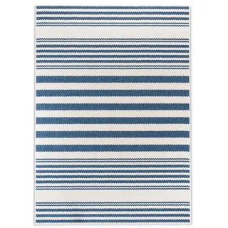 DomDeco Outdoorteppich In- und Outdoor-Teppich "Sawstripes" für Innen und Außen, rechteckig blau|weiß 120 cm x 170 cm