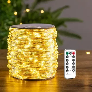 RESNICE LED Lichterkette 60m 600 LEDs, wasserdichte Plug-in Lichterkette mit Fernbedienung, Innen & Außen, für Schlafzimmer, Terrasse, Garten, Weihnachtsbaum, Hochzeit Dekoration