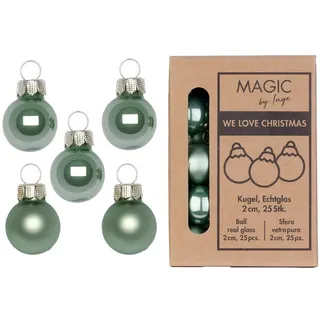 MAGIC by Inge Weihnachtsbaumkugel, Weihnachtskugeln Glas 2cm 25 Stück - Mild Sage grün