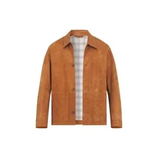 BOSS Black Herren Lederjacke beige Ziegenvelours unifarben, beige, Herbst/Winter 2026/2027