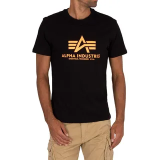 Alpha Industries Basic Neon Print Kurzarm-T-Shirt Black / Neon Orange L
