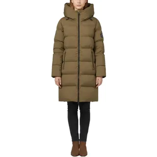 ECOALF Damen Steppmantel Manlie mit Kapuze, Senf, 36 - S