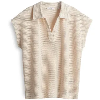 OPUS Damen Kurzarmshirt | Poloshirt SOMONA Regular in Crochet Optik Natural Glaze, 38 - 38