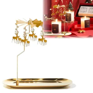 Rotierender Kerzenhalter Hirsch-Set goldfarben für Weihnachtsfeier Kamindekoration Heimtischdekoration