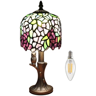 Kinbolas 8 "Tischlampe Tiffany-Stil Buntglas Lampenschirme Vintage Schreibtischlampe Kleine Nachttischlampe Schlafzimmer Wohnzimmer Büro Lesen Antik Art Deco(Color:I-2)