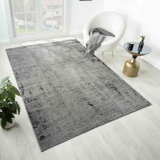 VIMODA Teppich Wohnzimmer Schlafzimmer Kurzflor Palmen Muster Blumen Lurex, Farbe:Beige, Maße:160x230 cm