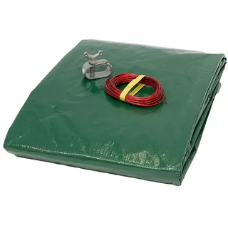 Poolabdeckung rund (Für 450-460 cm Stahlwandpools) – Sommer & Winter Abdeckplane – Ø 530 cm Poolplanenmaß - Materialdichte 180g/m2 - Pool UV- und Algenschutz - Inkl. Stahlseil und Spannschloss