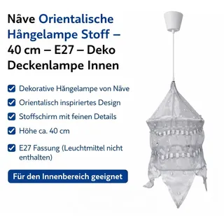 Näve Orientalische Hängelampe Stoff, 40 cm, E27, Deko Deckenlampe Innen