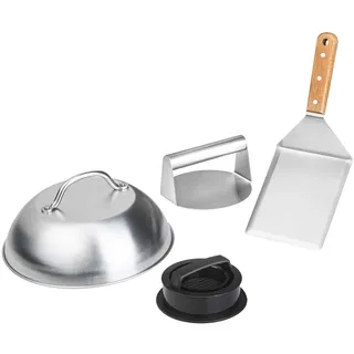 Hi Burgerpresse 4-teilig Edelstahl Holz braun