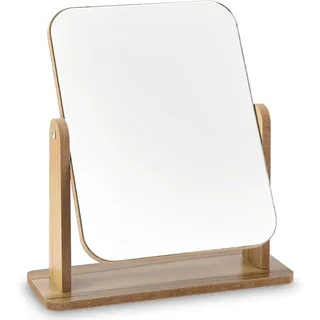 Standspiegel, Holz Tischspiegel 25 x 22 cm, Freistehend, Kosmetikspiegel fuer Badezimmer