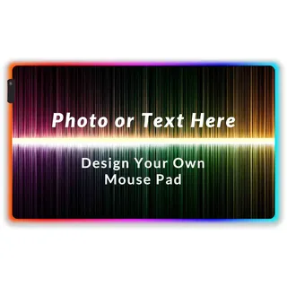 Naispanda Personalisiertes RGB Gaming Mauspad, Personalisiertes LED Mauspad mit Foto Text, wasserdichte Oberfläche und rutschfeste Gummibasis mit 12 Beleuchtungsmodi für Computer, RGB-Tastatur