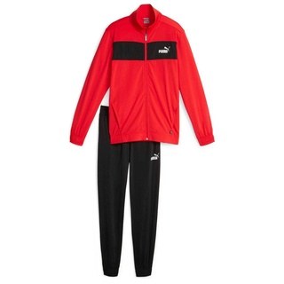 PUMA Herren Trainingsanzug - Poly Suit cl, Tracksuits, Polyester, Logo, einfarbig Rot/Schwarz M
