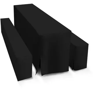 TEXMAXX® Hussen Bierzeltgarnitur 5-teilig - 70 cm x 220 cm schwarz / 2 Bierbank Hussen mit Polster & Biertisch Husse für Outdoor-Bierzeltgarnitur