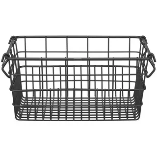 blomus Aufbewahrungskorb -KAGO- Aufbewahrungsbox, Gitterkorb, Organizer: moderner Drahtkorb (1 St), moderner Designfokus, Metall, Henkel zum Tragen, Stapelbar schwarz 21 cm x 14 cm x 29 cm