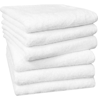 ZOLLNER 6er Set Handtücher in 50x100 cm - besonders weiche und saugstarke Gästehandtücher in weiß - mit praktischem Aufhänger - waschbar bis 95°C - Baumwolle - Hotelqualität
