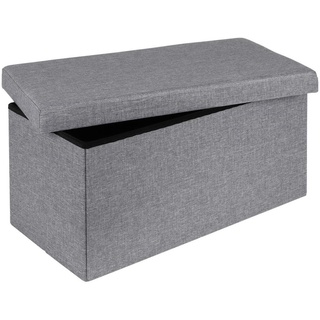 Sitzbox, Grau, Holz, Textil, Uni, 76x38x38 cm, Stauraum, Garderobe, Garderobenbänke