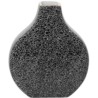 Tischvase FINK "MINTA, Höhe ca. 23 cm, Dekovase aus Porzellan, mit goldfarbenem Rand", schwarz-weiß (schwarz, weiß), B:19,5cm H:23cm T:6cm, Porzellan, Vasen, eckige schmale Öffnung, für einzelne Blumenstiele