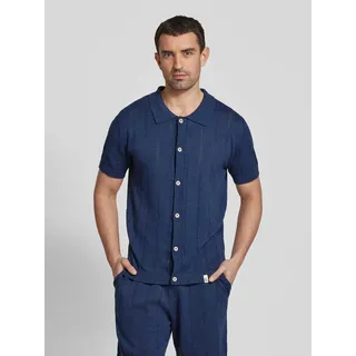 Regular Fit Freizeithemd mit Leinen-Anteil, Marine, XXL