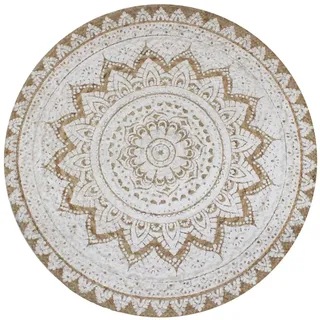 vidaXL Teppich Jute Geflochten Bedruckt 90 cm Rund