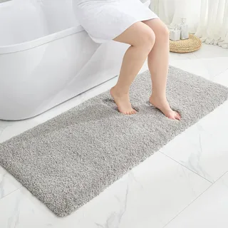 Disolla Badläuferteppich, 61 x 178 cm, extra groß, weich, Plüsch, dick, lang, rutschfest, zottelig, Bodenmatte, ultra-saugfähig, für Hauptbadezimmer, Eitelkeit