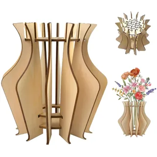 Puzzle-Vasen aus Holz,Puzzle-Blumenvase aus Holz3D-Puzzle-Vase für Blumen,Holzpuzzle Blumenvase,3D-Vasen-Puzzle,Holzmaterial-DIY-Holzhandwerk-Hobby-Kit,Geeignet für Zuhause, Büro, Café usw.