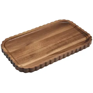 Zoha Servierplatte Holz Servierbrett Wave, handgefertigtes Akazeinholz 25 cm x 39 cm