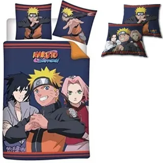 Paw Patrol Naruto Bettwäsche, 2-teilig, Bettbezug 140 x 200 cm, Kissenbezug 63 x 63 cm, Polyester, Waschbar bei 40 °C, mehrfarbig, Karikatur, Anime, Uni, täglich/informell