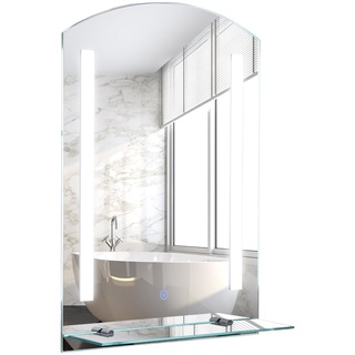 HOMCOM Badspiegel mit Ablage LED Lichtspiegel Badezimmerspiegel Wandspiegel 15W (Modell4) Wasserdich