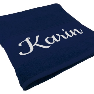 Handtuch mit Namen oder Wunschtext bestickt - 100 x 50 cm | navyblau