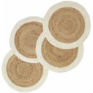Homescapes JUTE-TISCHSET creme-natur, 4er-Set Platzsets rund geflochten 40 cm