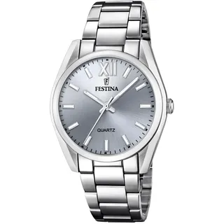 Festina Damen Uhr Analog Edelstahl 316L Silber - Quarzwerk - Mineralglas hochresistent - 5 ATM wasserdicht F20622/J - Boyfriend Collection