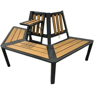 abc HOME | Baumbank mit Tisch | halbrund | erweiterbar | mit Tisch - Braun/Grau