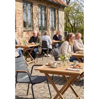 Cinas Garten-Essgruppe Parc, (3-tlg), Balkontisch Set, Teakholz, Skandinavisches Design, Terasse, Garten grau