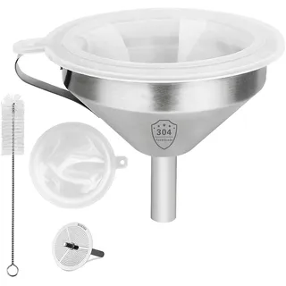 Küchentrichter Set Fettsieb Trichter 4 Stück Füllflaschen Trichter Set Abnehmbarer 200 Mesh Filter Lebensmittelqualität Sieb Reinigungsbürste Zum Übertragen Von Flüssigkeiten Öl Saft Marmelade Pulver