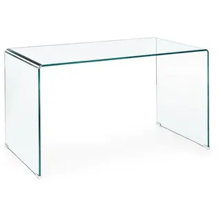 Natur24 Schreibtisch Tisch Iride 126x70x74 Beine und Platte aus gehärtetem Glas Transparent