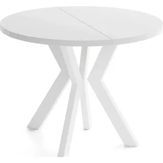 WFL GROUP Runder Esstisch 90 x 77 x 90 cm weiß